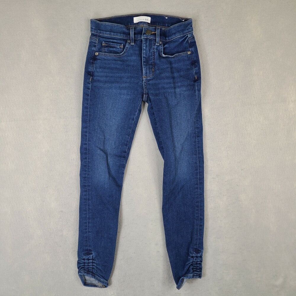 Ann‎ Taylor Loft Skinny Crop Jeans Women's Size 24/00 (26x26.5) Ruffled Ankle